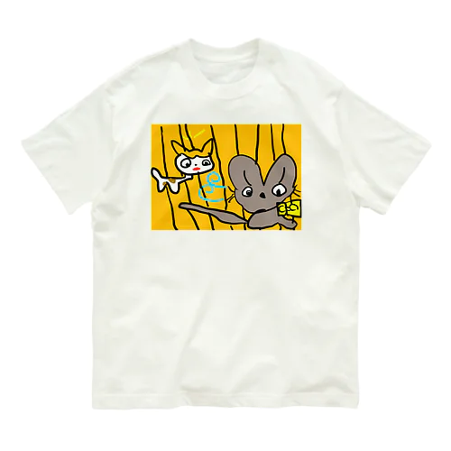 ねこ＆ねずみ オーガニックコットンTシャツ