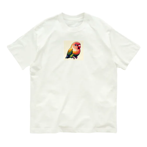 ドット絵　ボタンインコ オーガニックコットンTシャツ