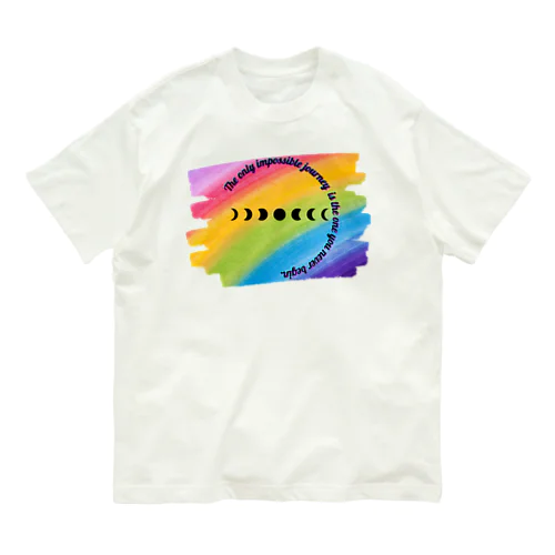 満ち欠ける月rainbow オーガニックコットンTシャツ