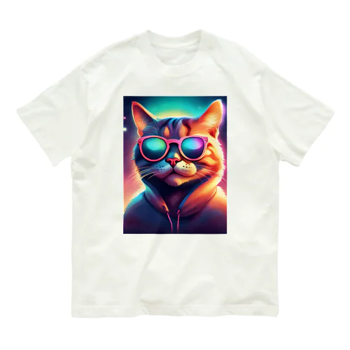 サングラスをしている猫 オーガニックコットンTシャツ