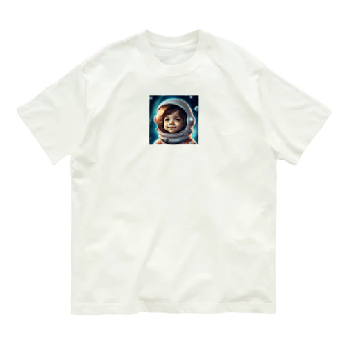 可愛い宇宙飛行士 オーガニックコットンTシャツ