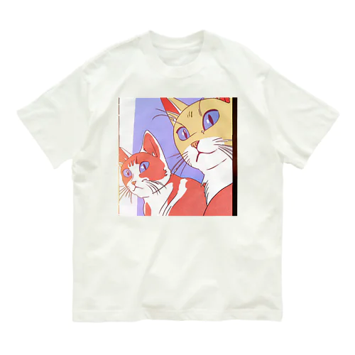 夕映え双猫 オーガニックコットンTシャツ