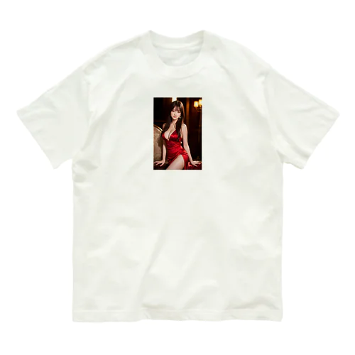 赤いドレスの彼女 Organic Cotton T-Shirt