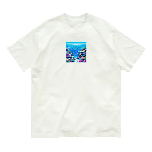 ドット絵沖縄の海 オーガニックコットンTシャツ