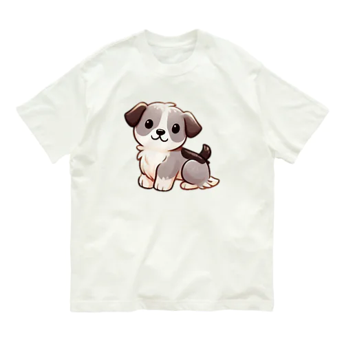 癒しのふわふわ、もちもち犬 オーガニックコットンTシャツ