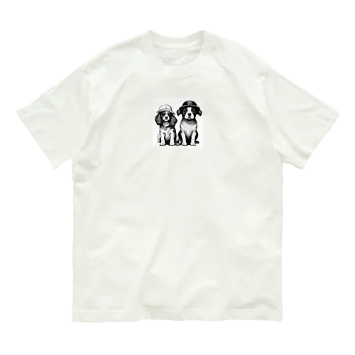 帽子を被った犬夫婦 Organic Cotton T-Shirt