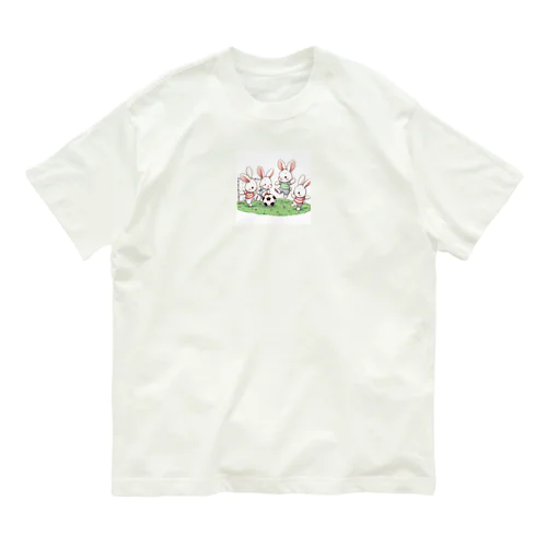 キックでキュート！サッカーウサギ Organic Cotton T-Shirt