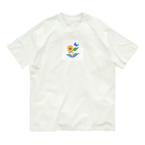 黄色花と蝶 Organic Cotton T-Shirt