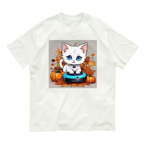 ハロウィンと白猫10 オーガニックコットンTシャツ