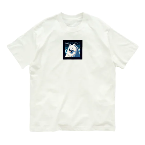 白い犬のドット絵 Organic Cotton T-Shirt