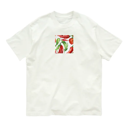 水彩グラフィック　チリペッパー Organic Cotton T-Shirt