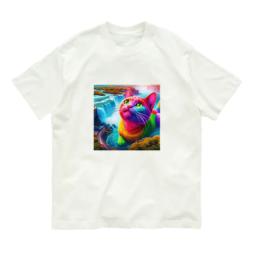 ナイアガラの滝で水浴びキャット Organic Cotton T-Shirt