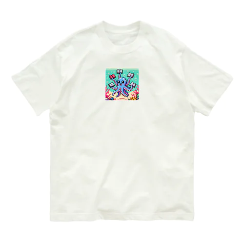 ドット読書をするタコB Organic Cotton T-Shirt