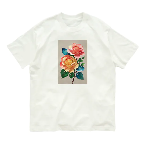 水彩画のバラ Organic Cotton T-Shirt