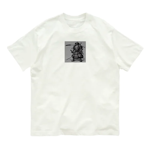 渋い 侍 オーガニックコットンTシャツ