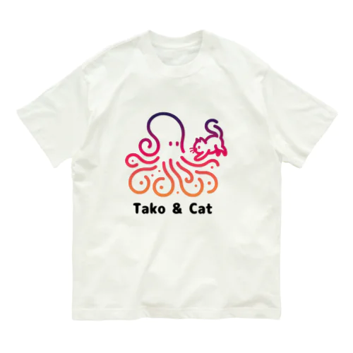 タコ & 猫 オーガニックコットンTシャツ