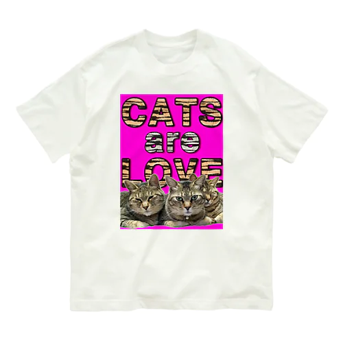 CATS are LOVE オーガニックコットンTシャツ