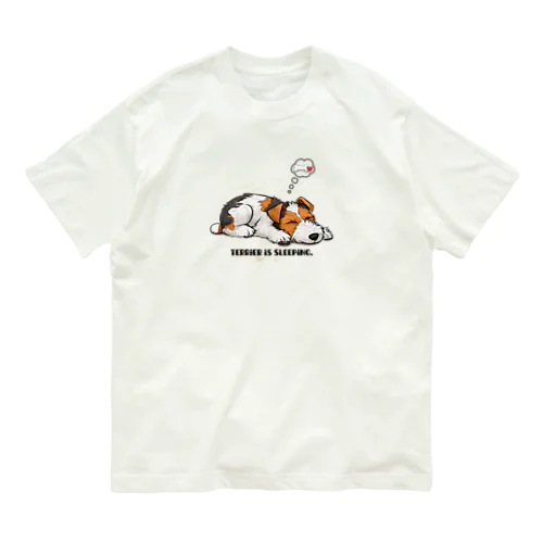 テリアが寝ています。 Organic Cotton T-Shirt