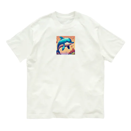 ドット絵カワイルカ オーガニックコットンTシャツ