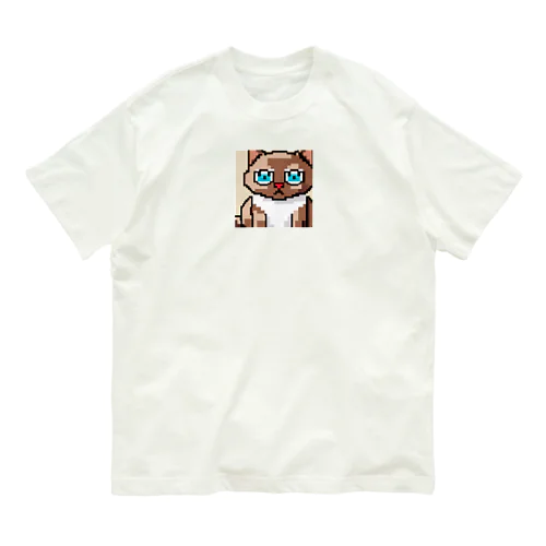 ドット絵マンチカン オーガニックコットンTシャツ