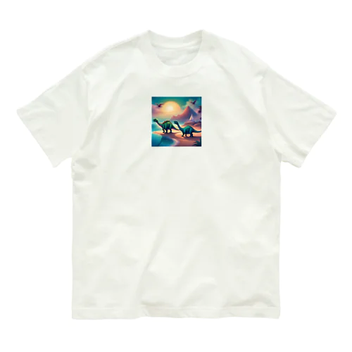 海辺の2匹の恐竜くん オーガニックコットンTシャツ