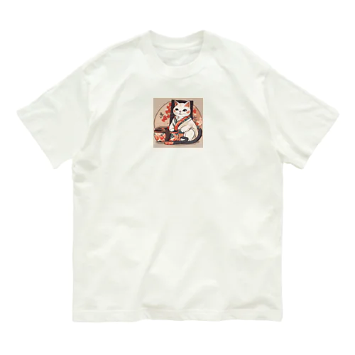 和風白猫 Organic Cotton T-Shirt