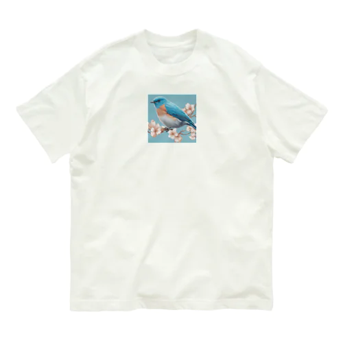 beautiful blue bird オーガニックコットンTシャツ