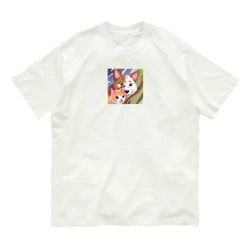 ちょーかわいい犬と猫のイラストグッズ オーガニックコットンTシャツ