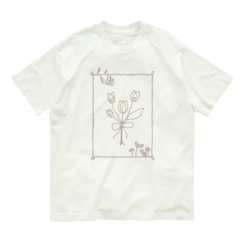 ワイヤーアート風フラワー Organic Cotton T-Shirt