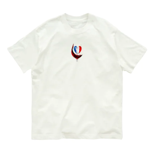 国旗とグラス：フランス（衣類） Organic Cotton T-Shirt