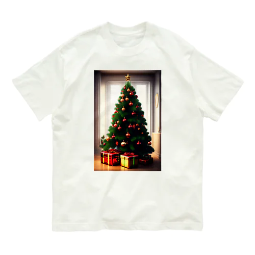 クリスマスギフトとツリー オーガニックコットンTシャツ