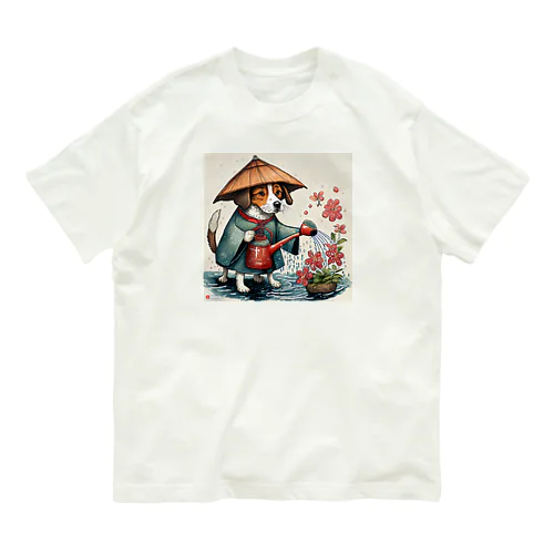 雨でも水やる犬 Organic Cotton T-Shirt