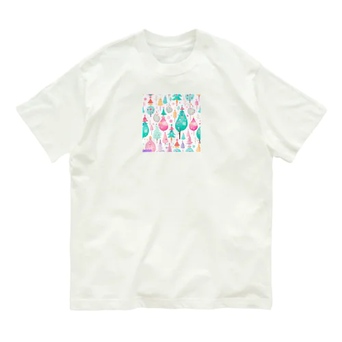 クリスマスのアート オーガニックコットンTシャツ