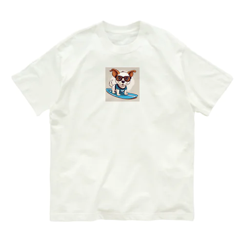 サーフィン犬 オーガニックコットンTシャツ