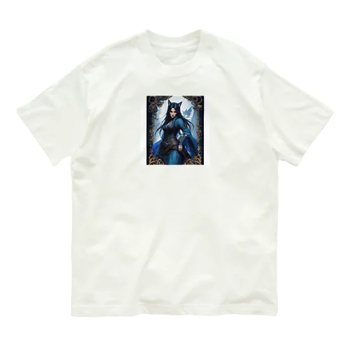 「狐魔女の蒼き炎」 ： "The Azure Flames of the Fox Witch" Organic Cotton T-Shirt