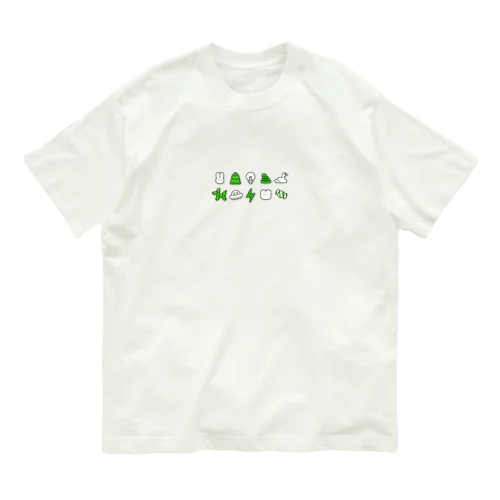 白と緑のいろいろ オーガニックコットンTシャツ