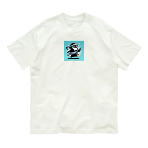 忍者ペンギン オーガニックコットンTシャツ