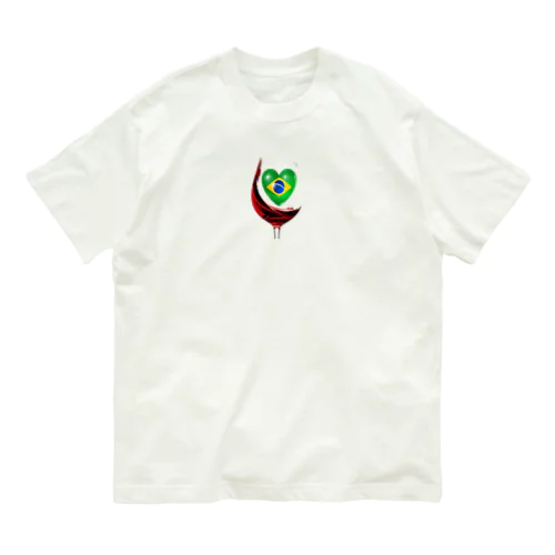 国旗とグラス：ブラジル（衣類） Organic Cotton T-Shirt