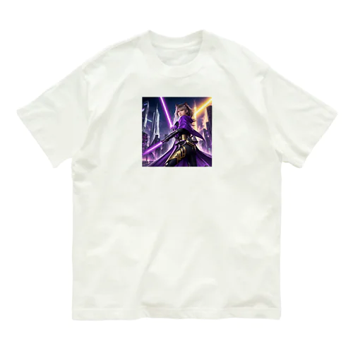 「銀河都市の猫耳戦姫」 - ： "Galactic City's Cat-Eared Warrior Princess" オーガニックコットンTシャツ