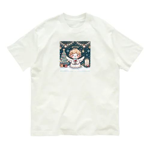 呑(どん)天使のクリスマスデフォルメ オーガニックコットンTシャツ