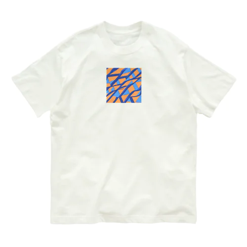 ティールオレンジ オーガニックコットンTシャツ