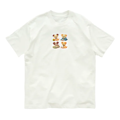 イラスト絵　イヌ オーガニックコットンTシャツ