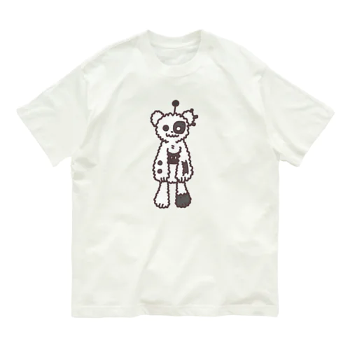 メカくま06 白 黒 オーガニックコットンTシャツ