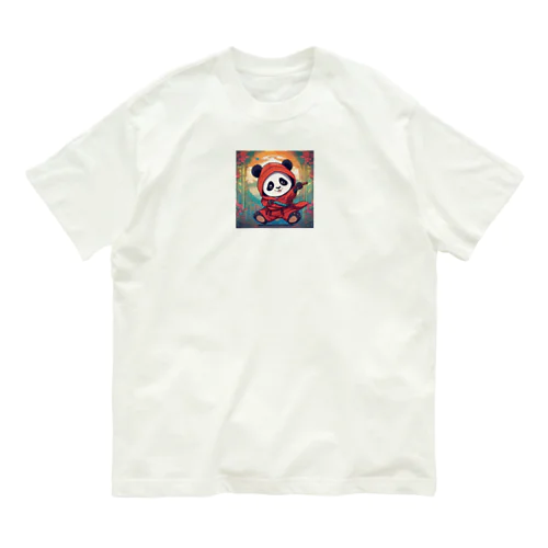 忍者　子パンダ参上 オーガニックコットンTシャツ