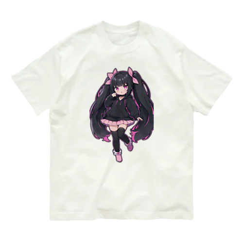 かわいい黒髪ツインテール美少女 Organic Cotton T-Shirt