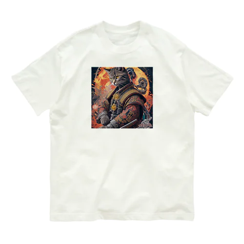 「猫舞う戦士の神響：武神の至高の姿」 Organic Cotton T-Shirt