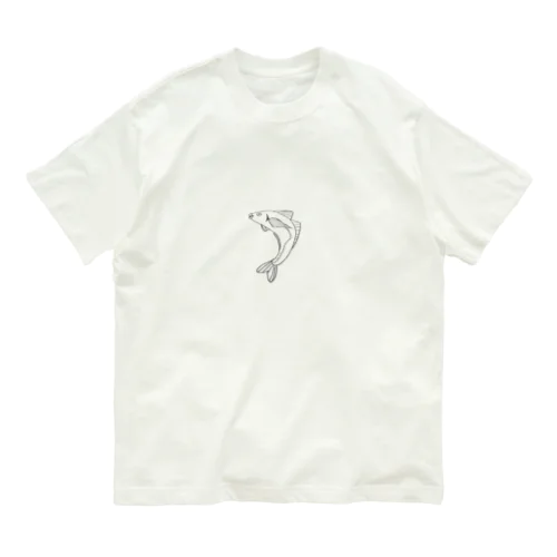 鯵　アジ　魚イラスト オーガニックコットンTシャツ