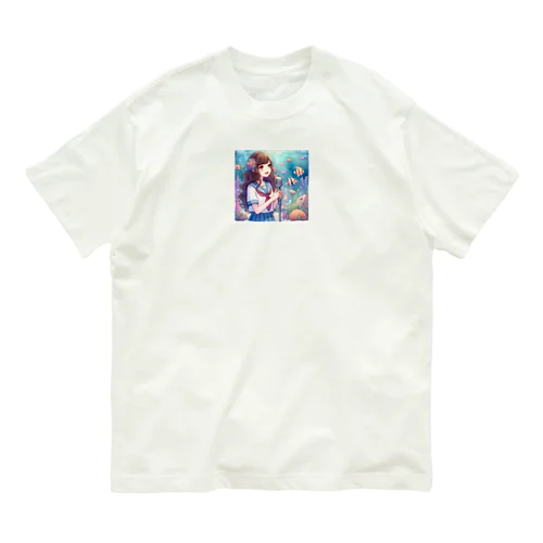 水族館で歌う女性 Organic Cotton T-Shirt