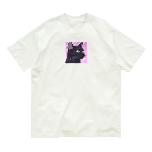 かっこいい黒猫3 オーガニックコットンTシャツ