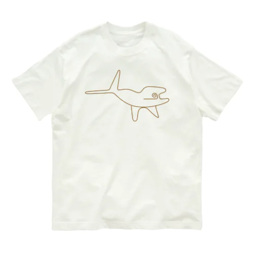 ナスカの地上絵風のクジラ オーガニックコットンTシャツ